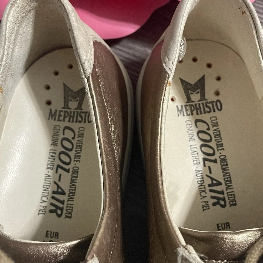 MEPHISTO Cool-Air Womens Sz 10.5‎ Bronze Tan Debby Platinum Leather Sneakers